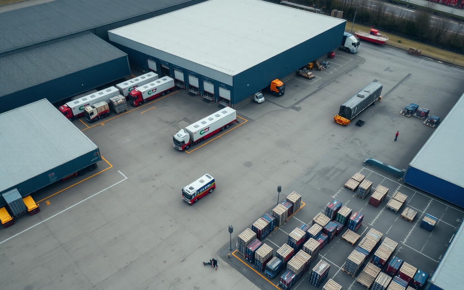 Aerial view of a UK logistics distribution centre