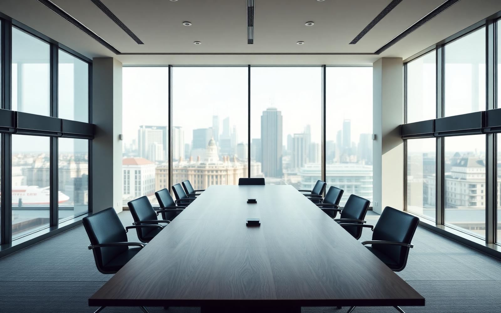 Modern UK boardroom overlooking the city